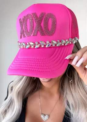 XOXO Rhinestone Trucker Hat with Chain