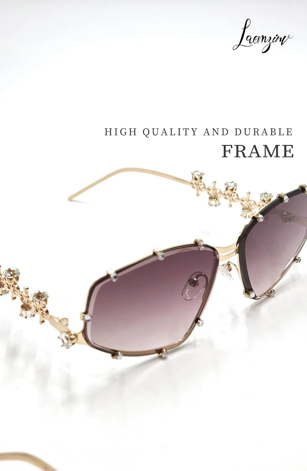Y2K Futuristic Blue Light glasses for Women, Retro 90s Narrow Rectangle Eyewear with Diamond LA047