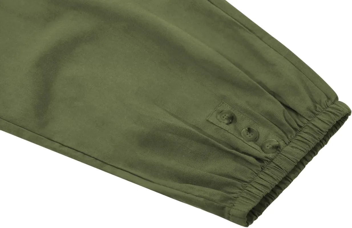 yoeasy Women Cotton and Linen Drawstring Capri Pants Casual High Waist Pocket Cropped Pants